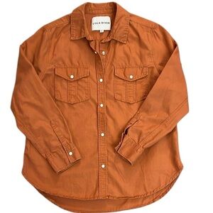 Lola River Western Pearl Snap Shirt Size Medium Orange Long Sleeve Cotton/Hemp